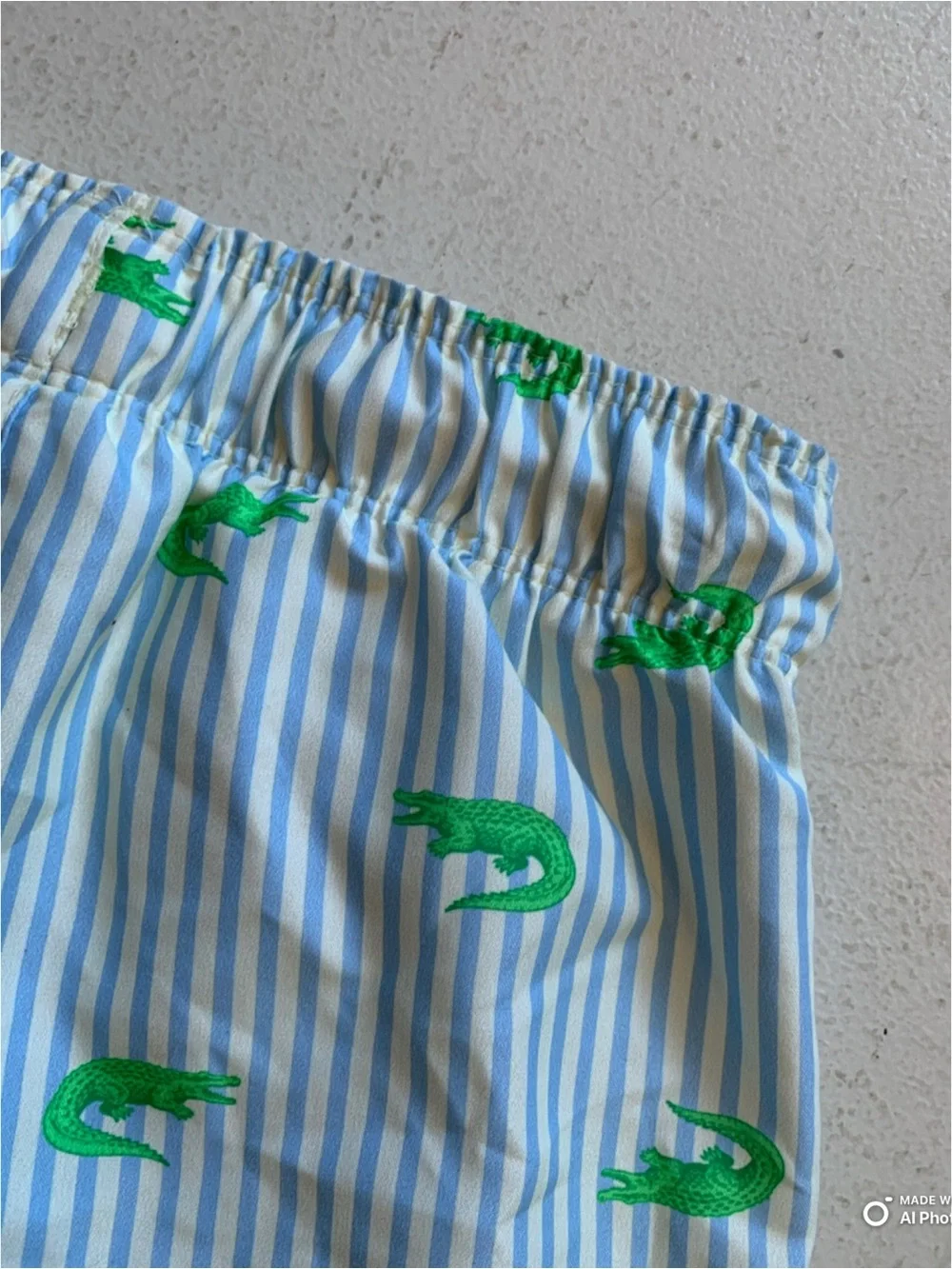 Cat & Jack Alligator Swim Trunks Swimsuit Size Small NWOT Blue Green Stripe